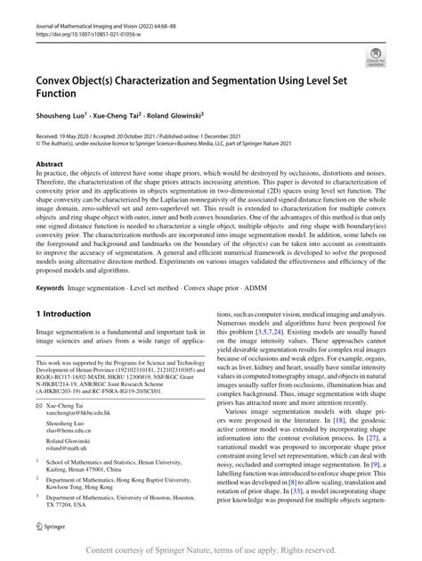 Convex Objects Characterization And Segmentation Using Level Set