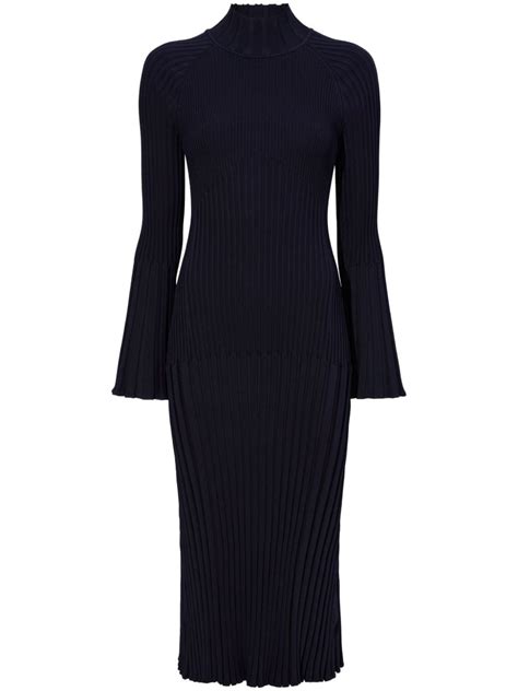 Proenza Schouler Roll Neck Ribbed Midi Dress Blue Farfetch