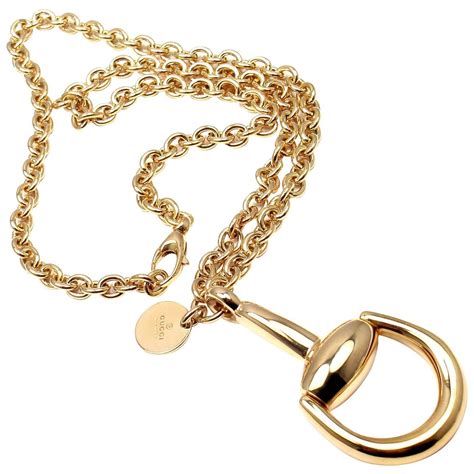 Gucci Gold Horsebit Pendant Link Necklace At 1stdibs