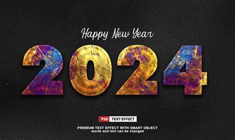 Premium PSD PSD Happy New Year 2024 Text Style Effect