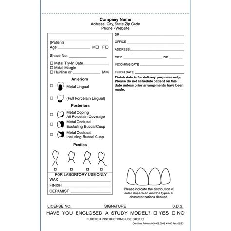 Dental Lab Slips 1040