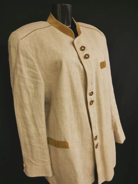 Class Beige With Leather Trimming Gigantic Men S Janker Traditional