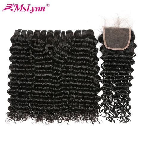 Deep Wave Bundles With Closure Brazilian Hair Weave Bundles With