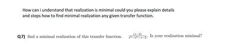 Solved How Can I Understand That Realization Is Minimal Chegg