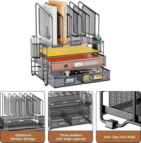 Marbrasse Organizador De Escritorio Con 3 Cajones Organizador De