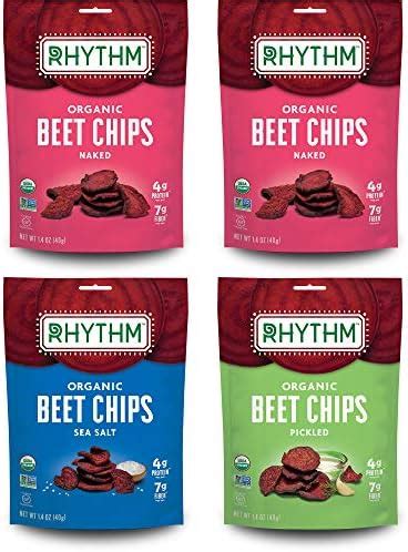 Rhythm Superfoods Beet Chips Variety Pack Naked Sea Salt Pickled Non