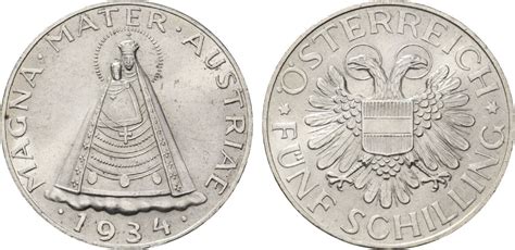 Österreich Republik 5 Schilling 1934 Erste Republik 1918 1938 Fast