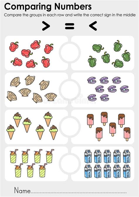 Comparar La Hoja De Trabajo De Los N Meros Para La Educaci N Compare