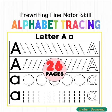 Alphabet Tracing Worksheets: Fine Motor Skills, Preschool Prewriting ...