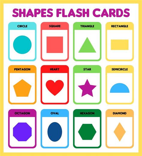 Shapes Flash Cards With Different Colors And Shapes To Match The Shape