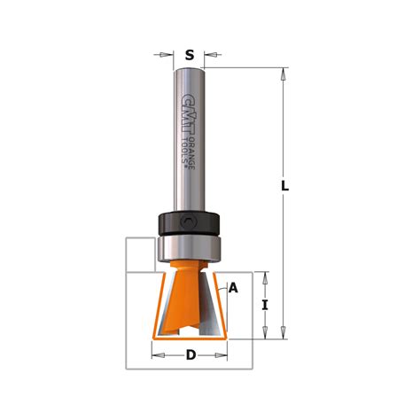 CMT HW 14 Zinkenfräser mit Anlaufring D 12 7 mm I 12 7 mm L