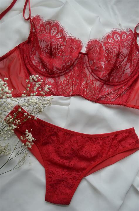 Sexy Lingerie Set Handmade Lingerie Set Red Lingerie Set Etsy