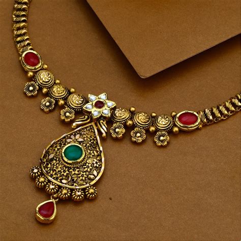 Buy Quality Kt Gold Antique Kundan Necklace Set In Ahmedabad