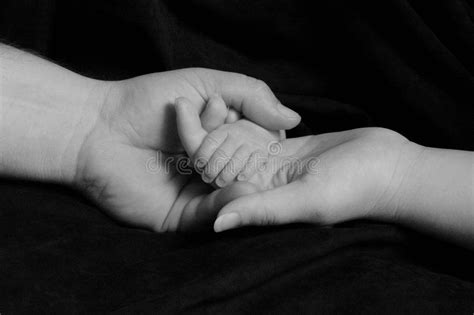 Mother Father And Baby Holding Hands Isolated On A Black Background