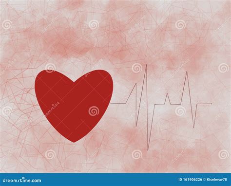 Schematic Image Of The Heart And Cardiogram Abstract Illustration On