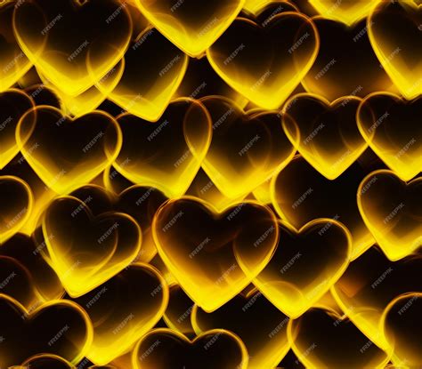 Premium Photo A Close Up Of A Bunch Of Yellow Hearts On A Black Background Generative Ai