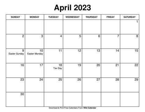 April 2023 Wiki Calendar - Get Calender 2023 Update