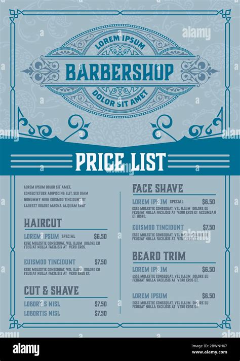 Barbershop Price List Flyer Vector Layered Stock Vector Image Art