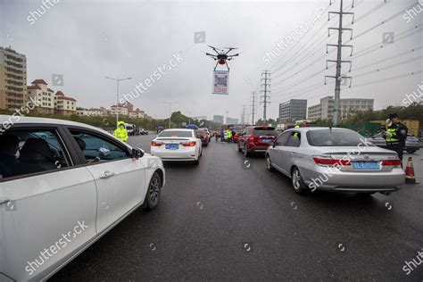 Drone Carrying Qr Code Placard Seen Editorial Stock Photo Stock Image