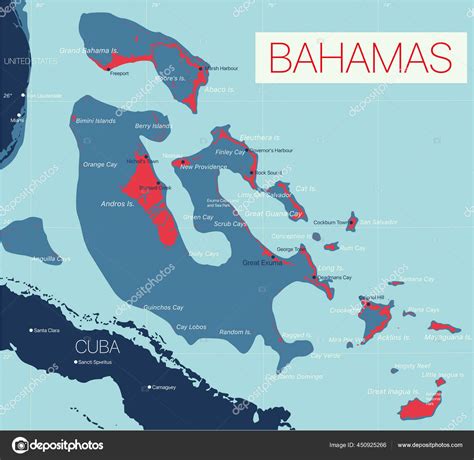 Bahamas Detailed Editable Map Stock Vector By ©olinchuk 450925266