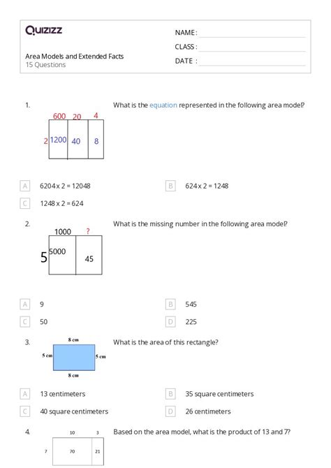 50 Multiplication And Area Models Worksheets For 5th Grade On Worksheets Library