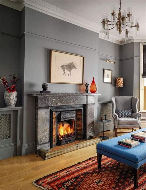 Cozy Grey Living Room with Fireplace