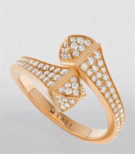 Marli New York Midi Rose Gold And Diamond Cleo Ring Harrods UK