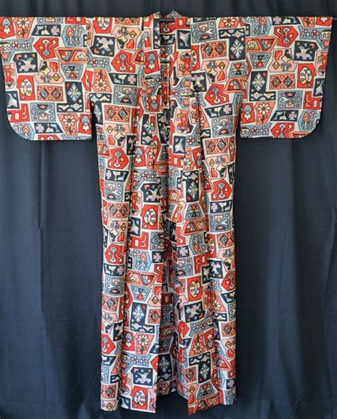 S Summer Meisen Vintage Silk Japanese Kimono Ab Gem