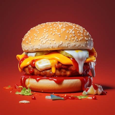 Premium AI Image | A hamburger with a lot of toppings on it