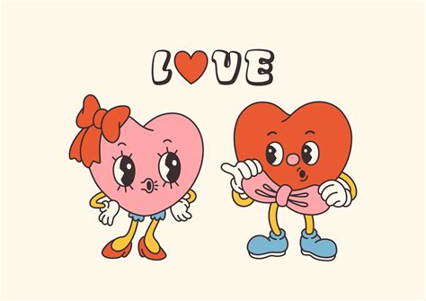 Retro Groovy Valentine S Day Characters With Slogans About Love Trendy