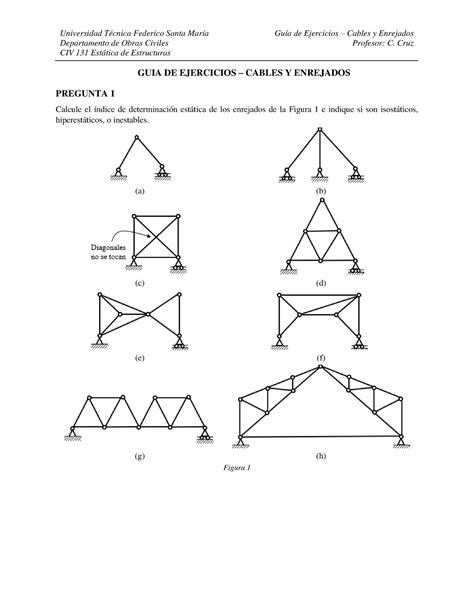 Guia De Ejercicios Cables Y Enrejados V Departamento De Obras