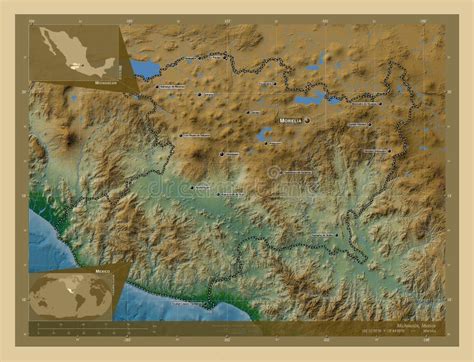 Michoacan, Mexico. Physical. Labelled Points of Cities Stock ...