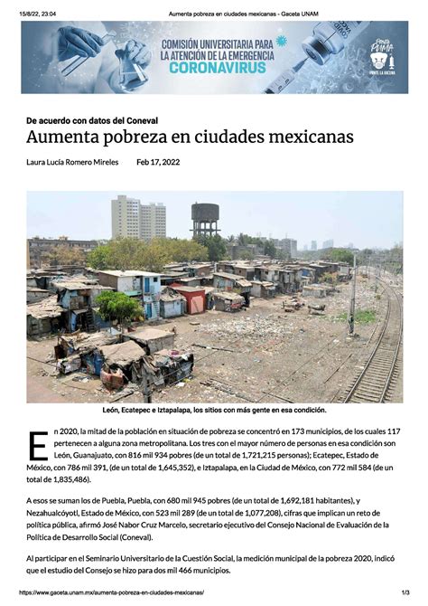 Unam Articulo de la gaceta UNAM donde se habla de la situación de