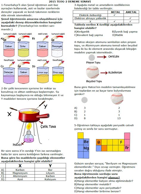 8 sinif fen ve teknoloji 2 donem teog deneme sınavı Cevap