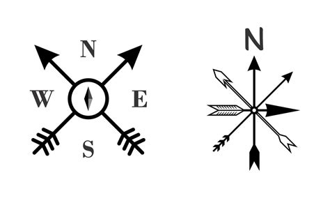 Navigational Compass With Cardinal Directions Of North East South