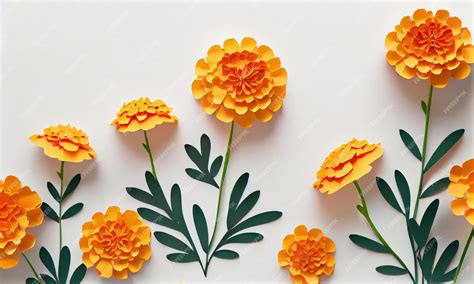 Premium Ai Image Marigold Flower Made Of Paper Craft Generative Ai