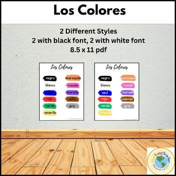 Los Colores Spanish Colors Poster Printable Handout With Vibrant Colors