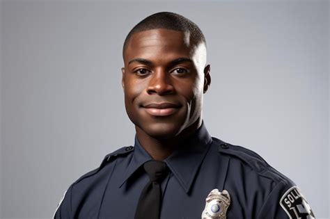 Premium Photo Studio Portrait Of Smiling Africanamerican Policeman