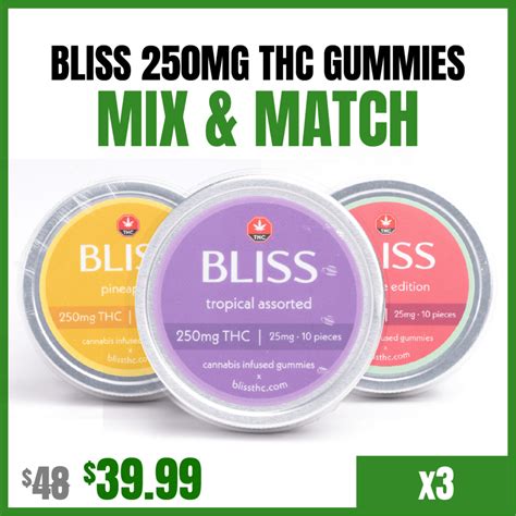 Bliss Edibles 250mg Thc Gummies Mix And Match Buy Low Green