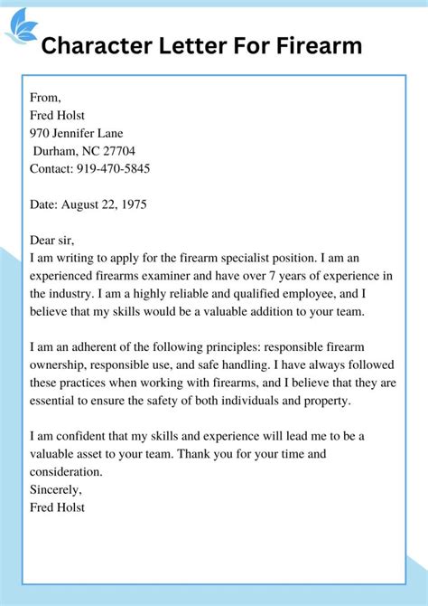 Character Letter For Firearm License Template Samples PDF