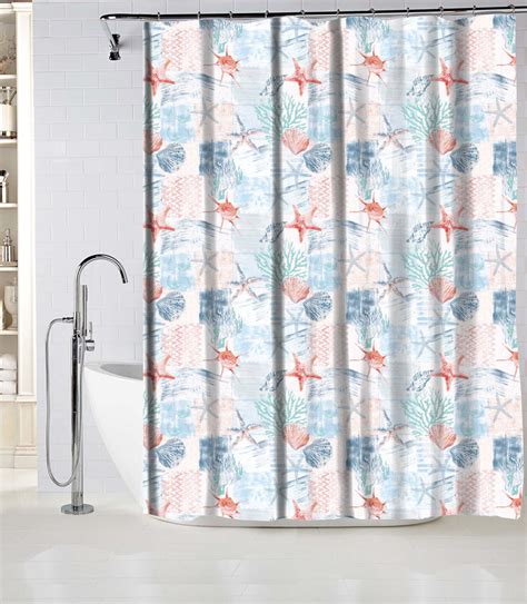 Mainstays Coastal Printed 70 X 72 Fabric Shower Curtain