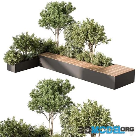 3d Model Urban Furniture Bench With Plants 52