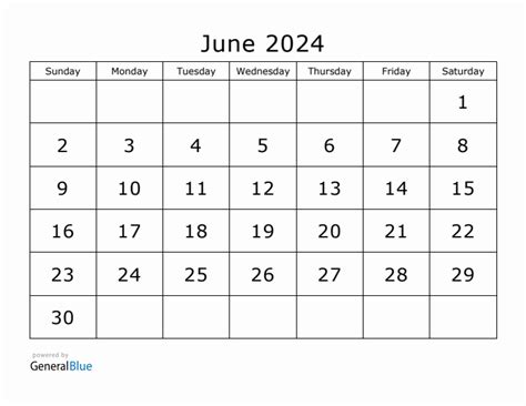 Printable June 2024 Calendar