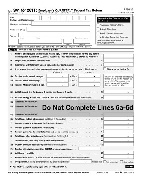 Irs 941 2011 Fill And Sign Printable Template Online Us Legal Forms