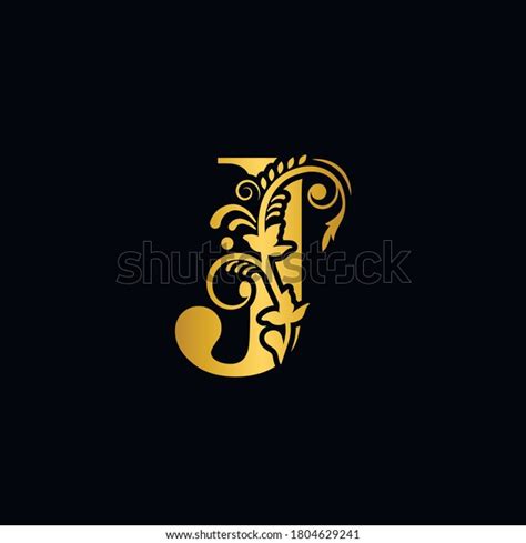 Gold Letter J Vintage Golden Flower Stock Vector Royalty Free