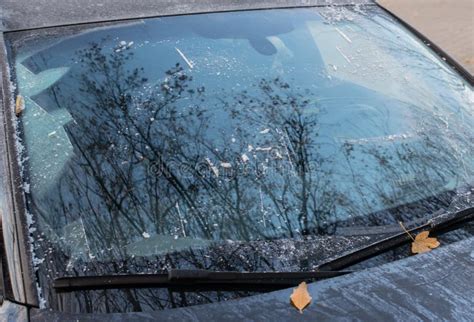 Car Window Frozen To Winter Start Stock Photo - Image of mood, safety ...