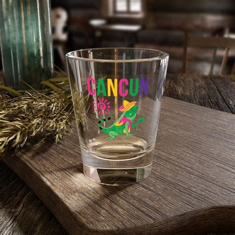 Cancun Shot Glass Cute Mexican Tequila Glass Travel T Souvenir Keepsake 1 5oz Size Etsy Uk