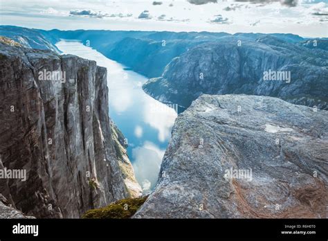 Aerial View Lysefjorden From Kjeragbolten Norway Stock Photo Alamy