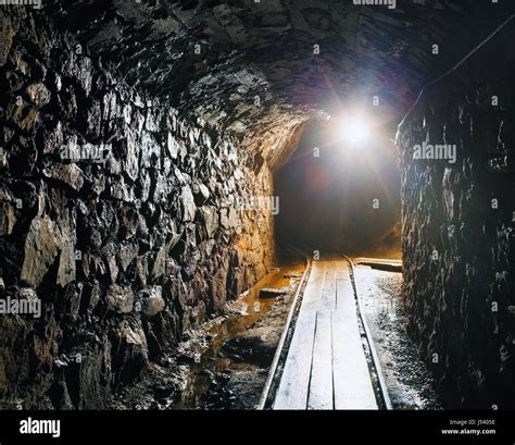 Mine With Railroad Track Underground Mining Stock Photo Alamy