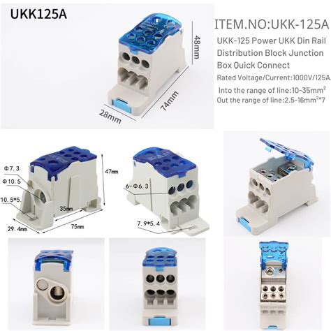 UKK 125 Power UKK Din Rail Distribution Block Junction Box Quick